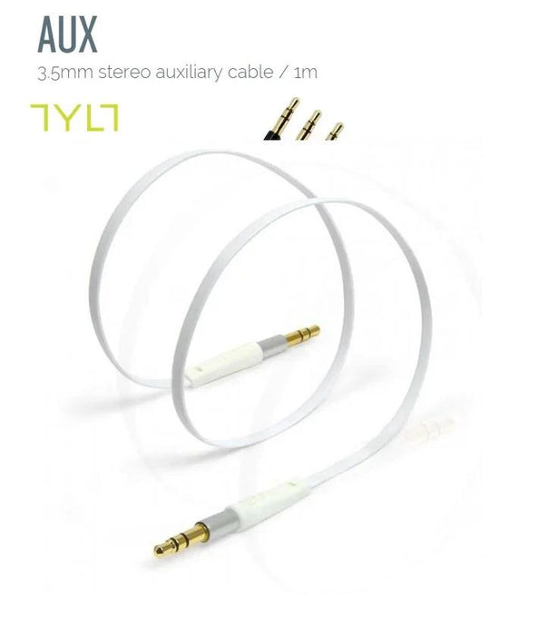 TYLT 3.5mm Flat AUX Cable WHITE AUXCAB1MWT-T - LX2001 - Homewares, Outdoor, Phone Accessories, Cases, Speakers, Headphones + More -
