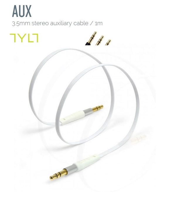 TYLT 3.5mm Flat AUX Cable WHITE AUXCAB1MWT-T