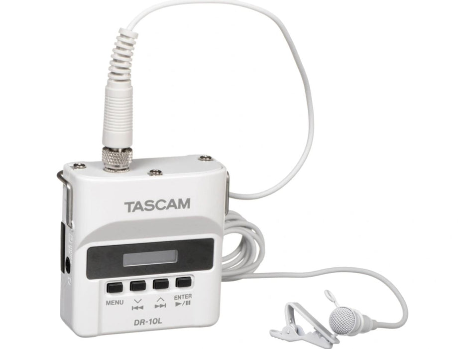 Tascam DR-10L DR10L Digital Audio Voice Recorder with Lavalier Mic - White