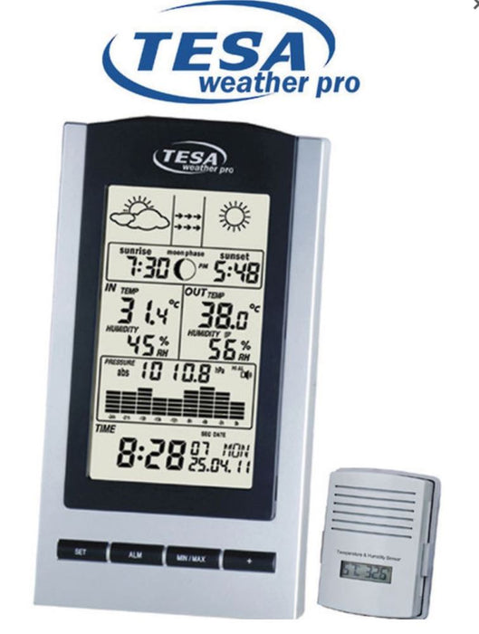 Tesa Wireless Moon Phase + Time and Temperature Weather Station WS1151