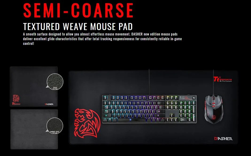 Tt eSPORTS Dasher Extended RGB Mouse Pad EMP-DSH-RGBSXS-01 4713227523547 - LX2001 - Homewares, Outdoor, Phone Accessories, Cases, Speakers, Headphones + More -