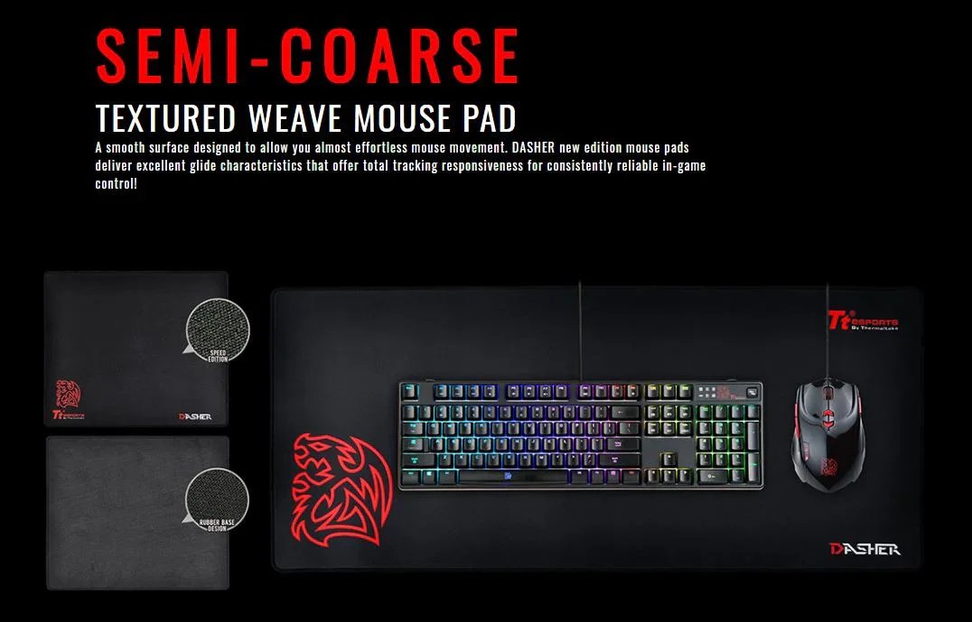 Tt eSPORTS Dasher Medium Gaming Mouse Pad MP-DSH-BLKSMS-02 4717964404008 - LX2001 - Homewares, Outdoor, Phone Accessories, Cases, Speakers, Headphones + More -