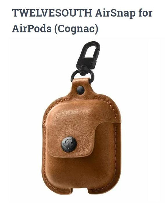 TwelveSouth Apple AirPods Leather AirSnap Case - Cognac 12-1803 - LX2001 - Homewares, Outdoor, Phone Accessories, Cases, Speakers, Headphones + More -