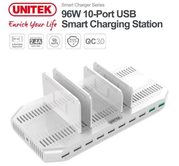 UNITEK 90W 10 Port USB Smart Rapid Charging Charger Hub - White Y-2190A - LX2001 - Homewares, Outdoor, Phone Accessories, Cases, Speakers, Headphones + More -