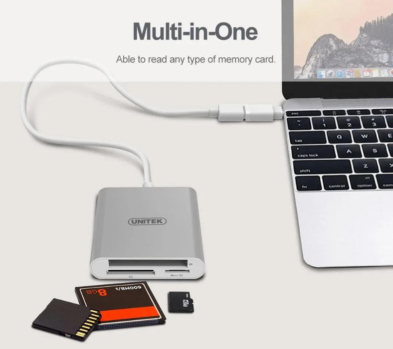 UNITEK USB 3.0 to SD MicroSD CF Aluminium Card Reader with USB-C Type-C Adapter Y-9313D - LX2001 - Homewares, Outdoor, Phone Accessories, Cases, Speakers, Headphones + More -