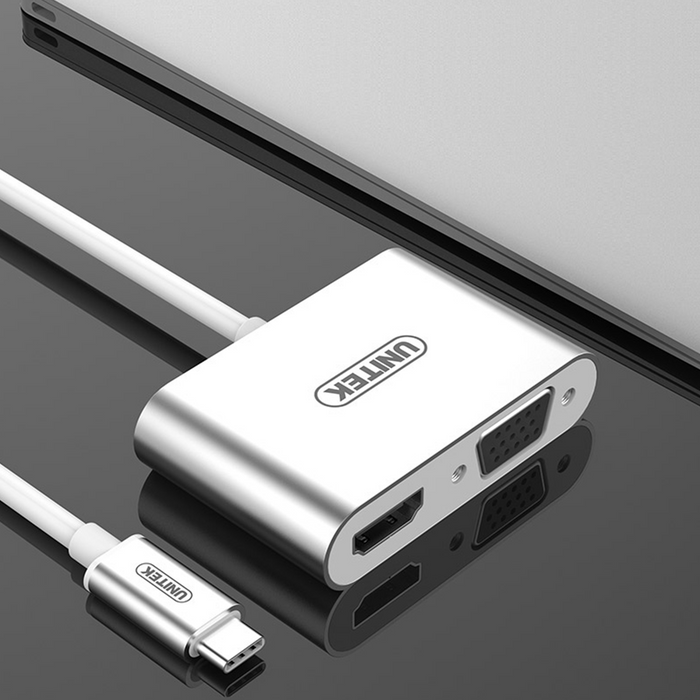 UNITEK USB 3.1 Type-C To HDMI & VGA Converter - Silver Y-V100