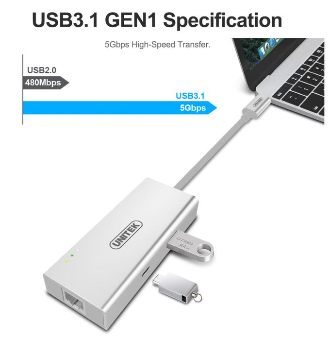 UNITEK USB 3.1 Type-C USB-C Aluminium Multi-Port Hub Y-9117