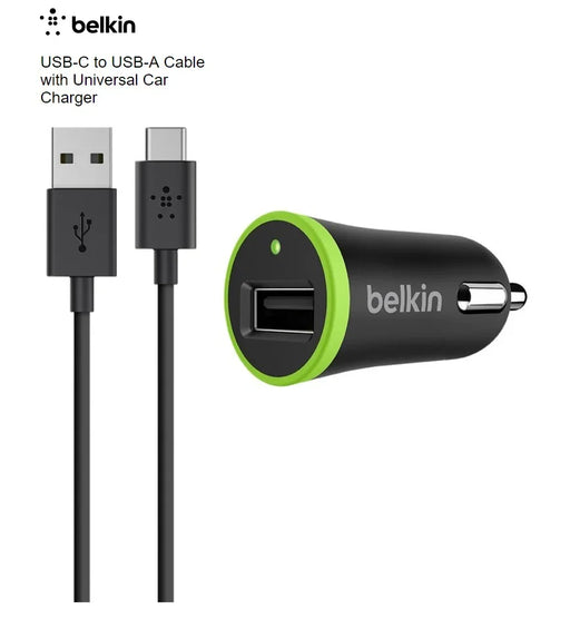 Belkin USB-C to USB-A USB Cable Car Charger F7U002BT06-BLK - LX2001 - Homewares, Outdoor, Phone Accessories, Cases, Speakers, Headphones + More -