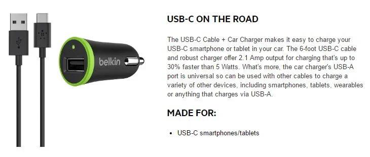 Belkin USB-C to USB-A USB Cable Car Charger F7U002BT06-BLK - LX2001 - Homewares, Outdoor, Phone Accessories, Cases, Speakers, Headphones + More -