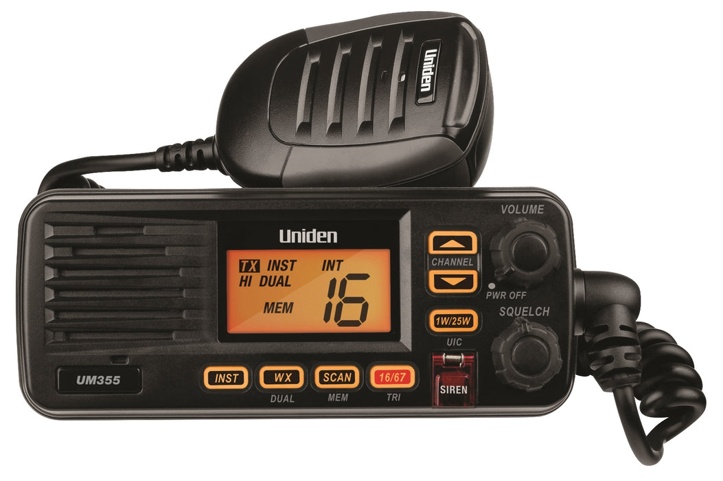 Uniden UM355 Splashproof VHF Marine Radio - Black