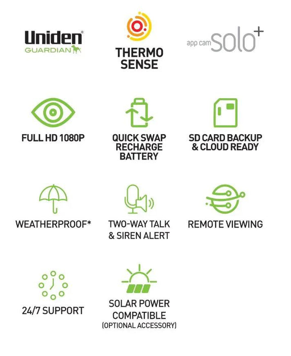 Uniden APPCAM SOLO+ Wifi Full HD Camera - IP65, Thermo Sense, Night Vision 3 Pcs - LX2001 - Homewares, Outdoor, Phone Accessories, Cases, Speakers, Headphones + More -