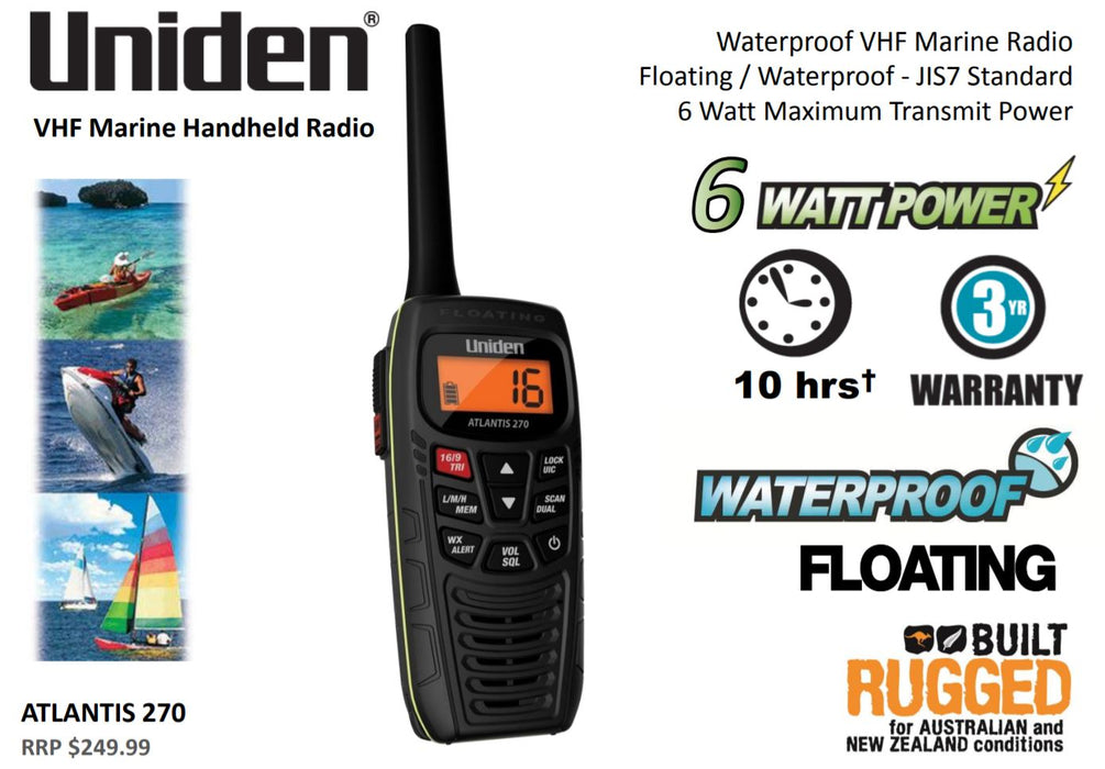 Uniden Atlantis 270 6W Floating VHF Handheld MA270