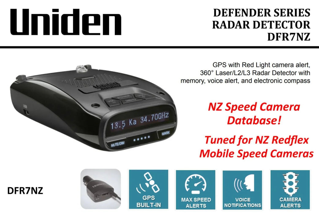 Uniden DFR7NZ DFR7 Long Range Radar Detector with GPS 05063360027 - LX2001 - Homewares, Outdoor, Phone Accessories, Cases, Speakers, Headphones + More -