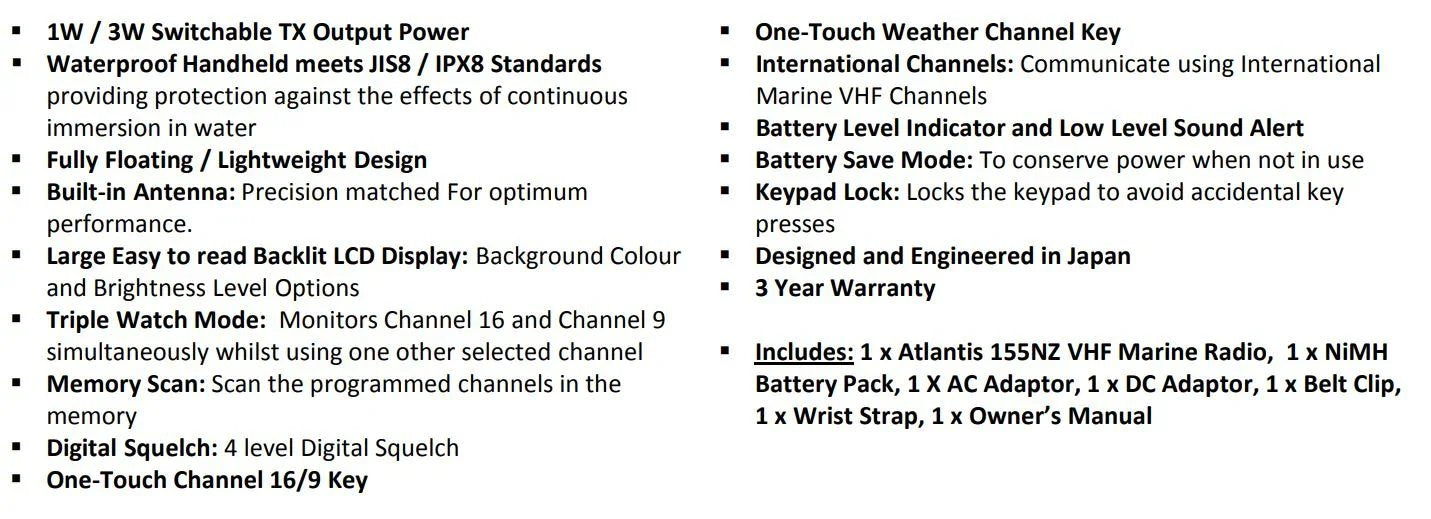 Uniden MA155NZ Atlantis VHF Handheld Marine Radio Waterproof / Floating - LX2001 - Homewares, Outdoor, Phone Accessories, Cases, Speakers, Headphones + More -