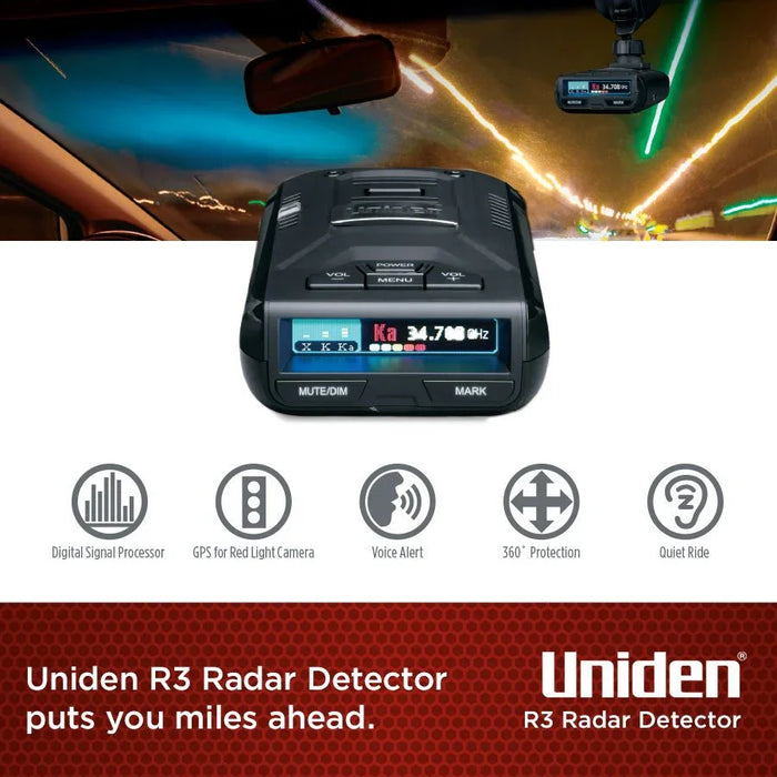 Uniden R3 R3NZ Radar Detector Extreme Range Laser Radar Detection w/ GPS R3NZ 050633600313 - LX2001 - Homewares, Outdoor, Phone Accessories, Cases, Speakers, Headphones + More -