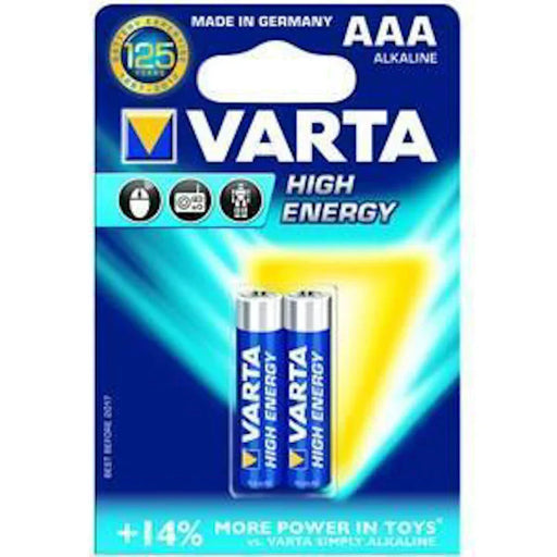 Varta AAA 2 Pack Batteries VA-LR03-HE-BP2 - LX2001 - Homewares, Outdoor, Phone Accessories, Cases, Speakers, Headphones + More -