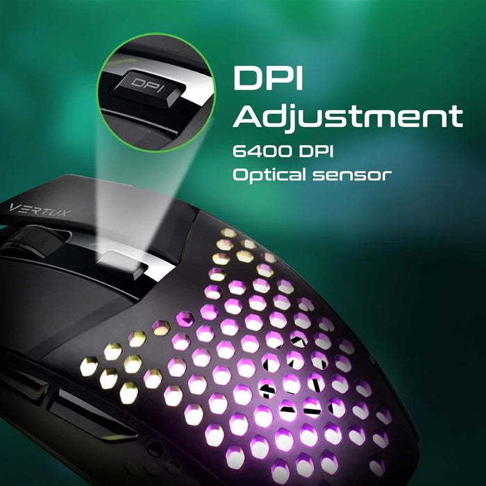 Vertux 6-Button Wired Gaming Mouse With Hex-Shell Design & RGB Lights - LX2001 - Homewares, Outdoor, Phone Accessories, Cases, Speakers, Headphones + More -