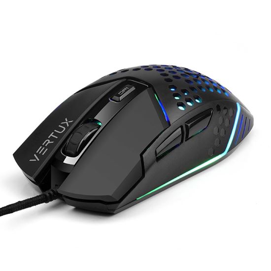 Vertux 6-Button Wired Gaming Mouse With Hex-Shell Design & RGB Lights