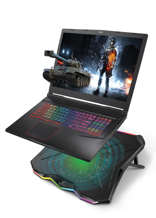 Vertux Gaming Portable Height Adjustable Cooling Pad w/ Rainbow LED lights GLARE.BLK - LX2001 - Homewares, Outdoor, Phone Accessories, Cases, Speakers, Headphones + More -