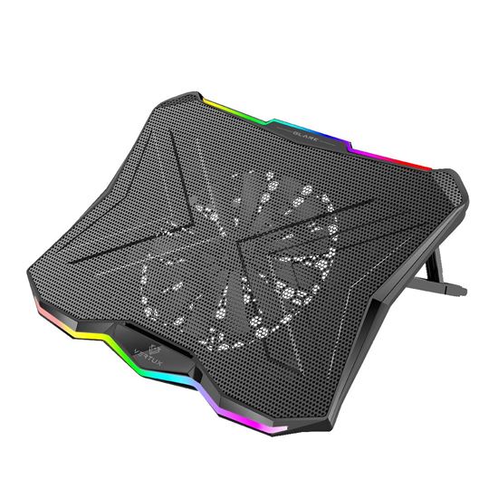 Vertux Gaming Portable Height Adjustable Cooling Pad w/ Rainbow LED lights GLARE.BLK