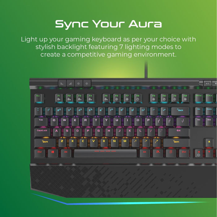 Vertux Hyper Action Mechanical Gaming Keyboard w/ LED Backlight TUNGSTEN