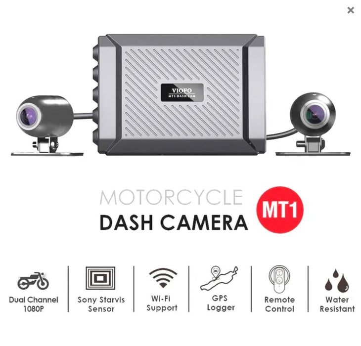 Viofo Motorcycle Dashcam Dash Cam 1080P Dual Channel Front and Rear WIFI + GPS MT1