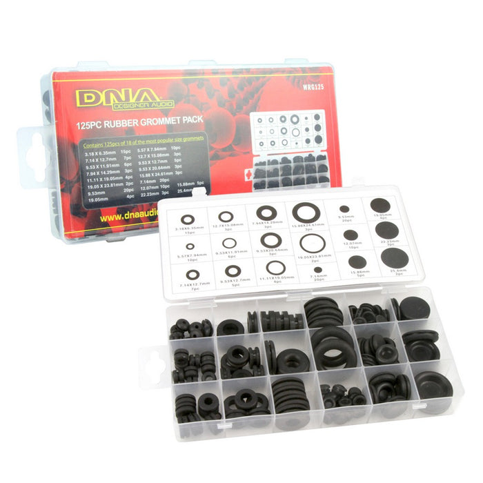 DNA RUBBER GROMMET 18X MIXED SIZES WIT/WITHOUT HOLES (125 BOXED