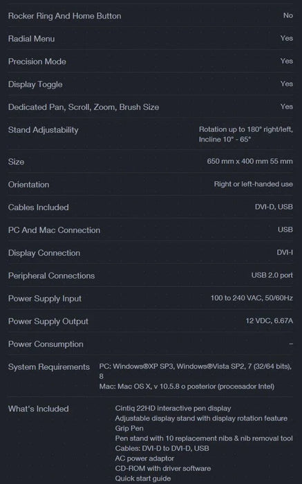 Wacom CINTIQ 22HD Pen Display - Graphics Monitor DTK-2200-K0-C - LX2001 - Homewares, Outdoor, Phone Accessories, Cases, Speakers, Headphones + More -