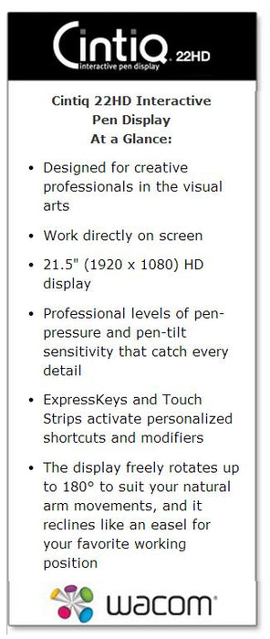 Wacom CINTIQ 22HD Pen Display - Graphics Monitor DTK-2200-K0-C
