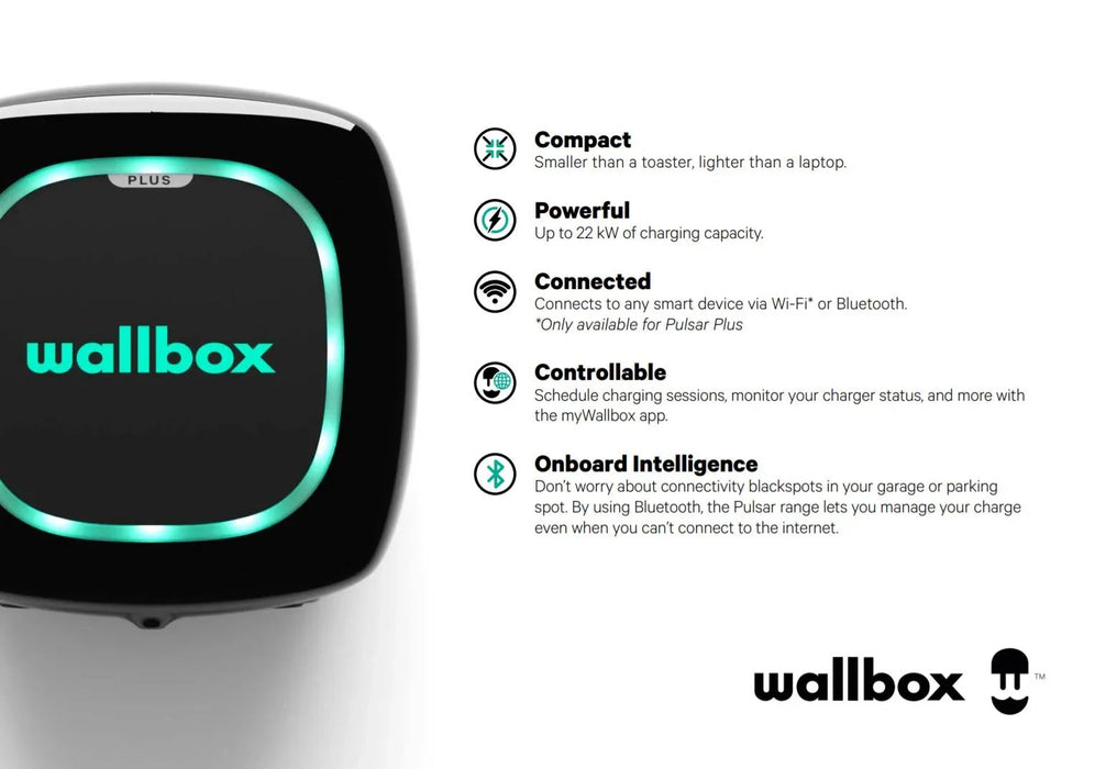 Wallbox Pulsar Plus EV Electric Vehicle Charger - Type 2 - 7M - White - LX2001 - Homewares, Outdoor, Phone Accessories, Cases, Speakers, Headphones + More -