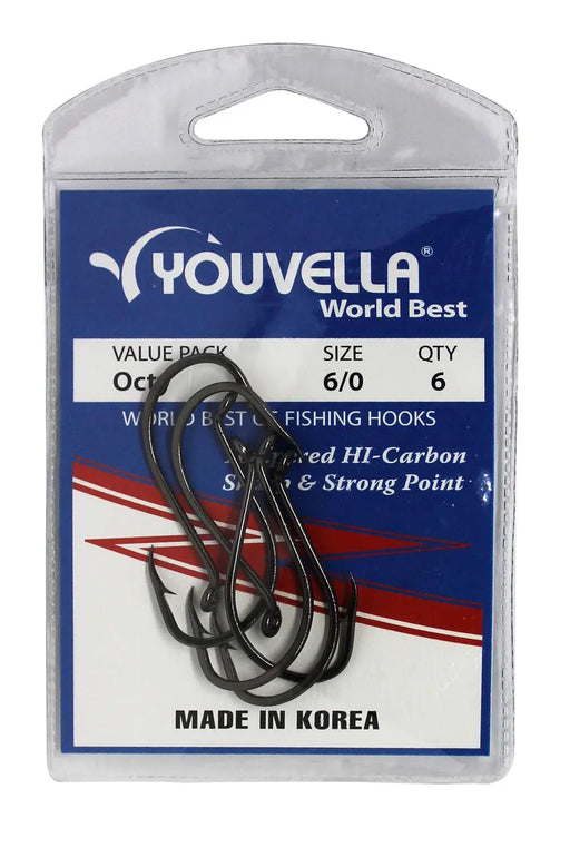 Youvella Octy Hooks 6/0 (6 per pack) - LX2001 - Homewares, Outdoor, Phone Accessories, Cases, Speakers, Headphones + More -