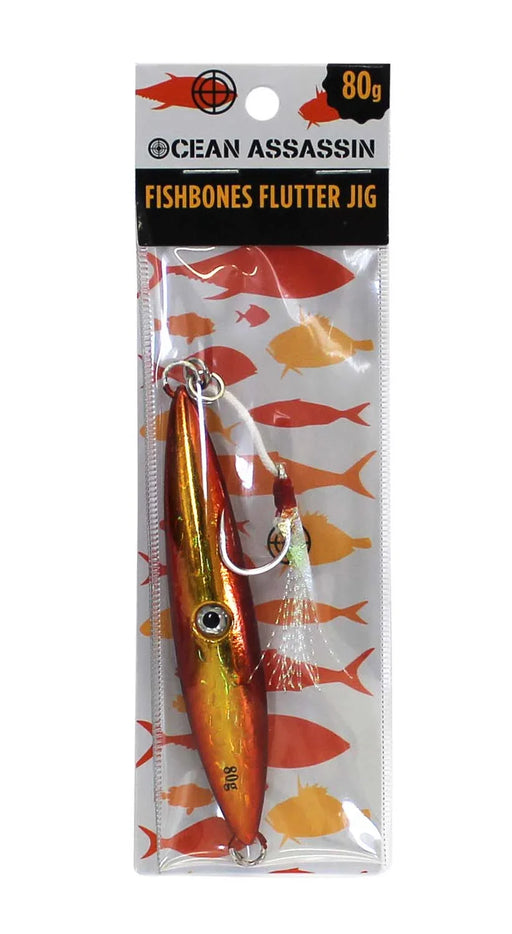 Ocean Assassin Fishbones Flutter Jig - Orange 80g - LX2001 - Homewares, Outdoor, Phone Accessories, Cases, Speakers, Headphones + More -