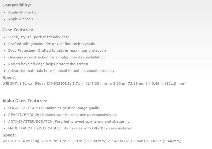 Apple iPhone 6S Otterbox Swarovski Case 78−50907 - LX2001 - Homewares, Outdoor, Phone Accessories, Cases, Speakers, Headphones + More -