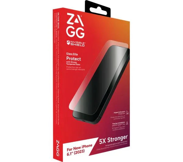 ZAGG InvisibleShield Glass Elite Eco Screen Protector for iPhone 15 - LX2001 - Homewares, Outdoor, Phone Accessories, Cases, Speakers, Headphones + More -