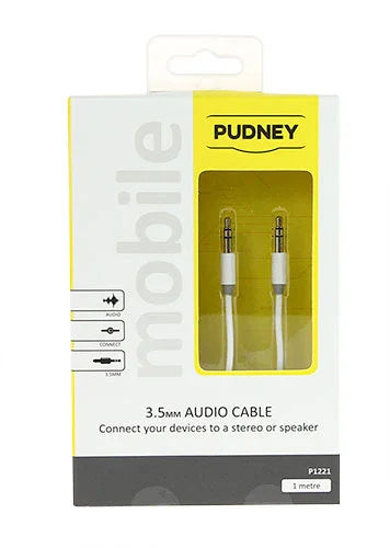 Pudney 3.5Mm Stereo Plug To 3.5Mm Stereo Plug 1 Metre White - LX2001 - Homewares, Outdoor, Phone Accessories, Cases, Speakers, Headphones + More -