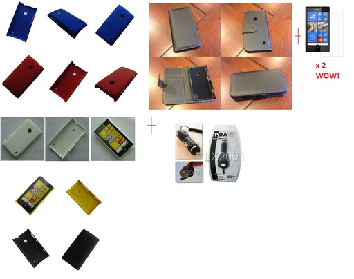 Nokia Lumia 520 Leather Rubber Case Screen Protector Car Charger - LX2001 - Homewares, Outdoor, Phone Accessories, Cases, Speakers, Headphones + More -