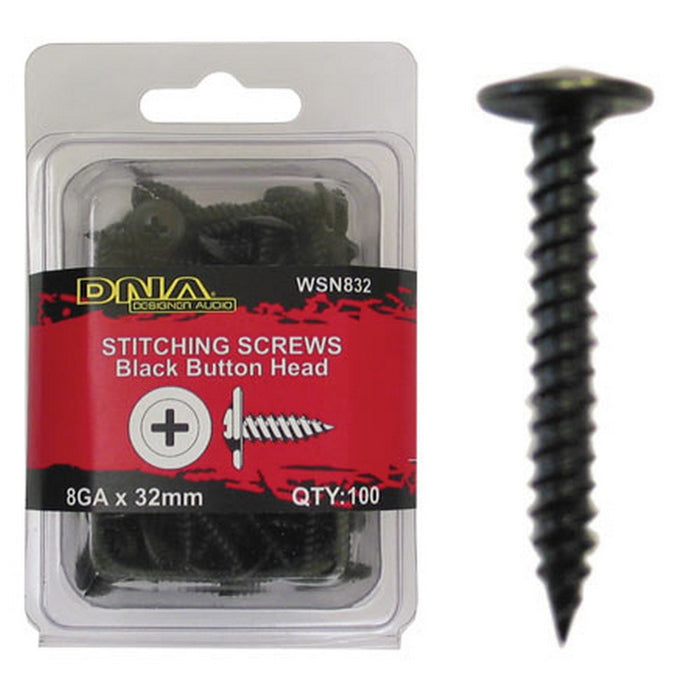 DNA SCREW BUTTON HEAD SELF TAPPING BLACK 8G 32MM (100 PACK)